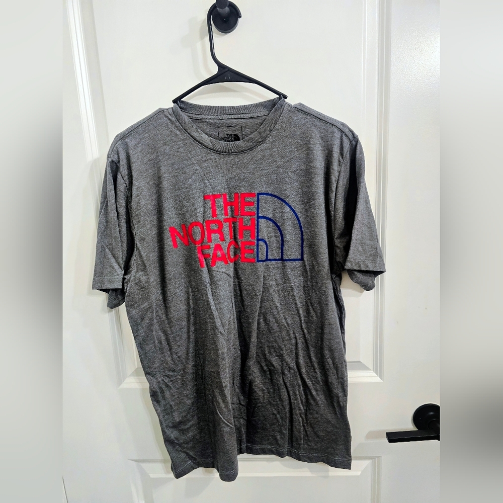 The North Face Charcoal Tee with Red and Blue Logo